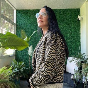 Vintage Zebra Tapestry Cropped Jacket Flashback